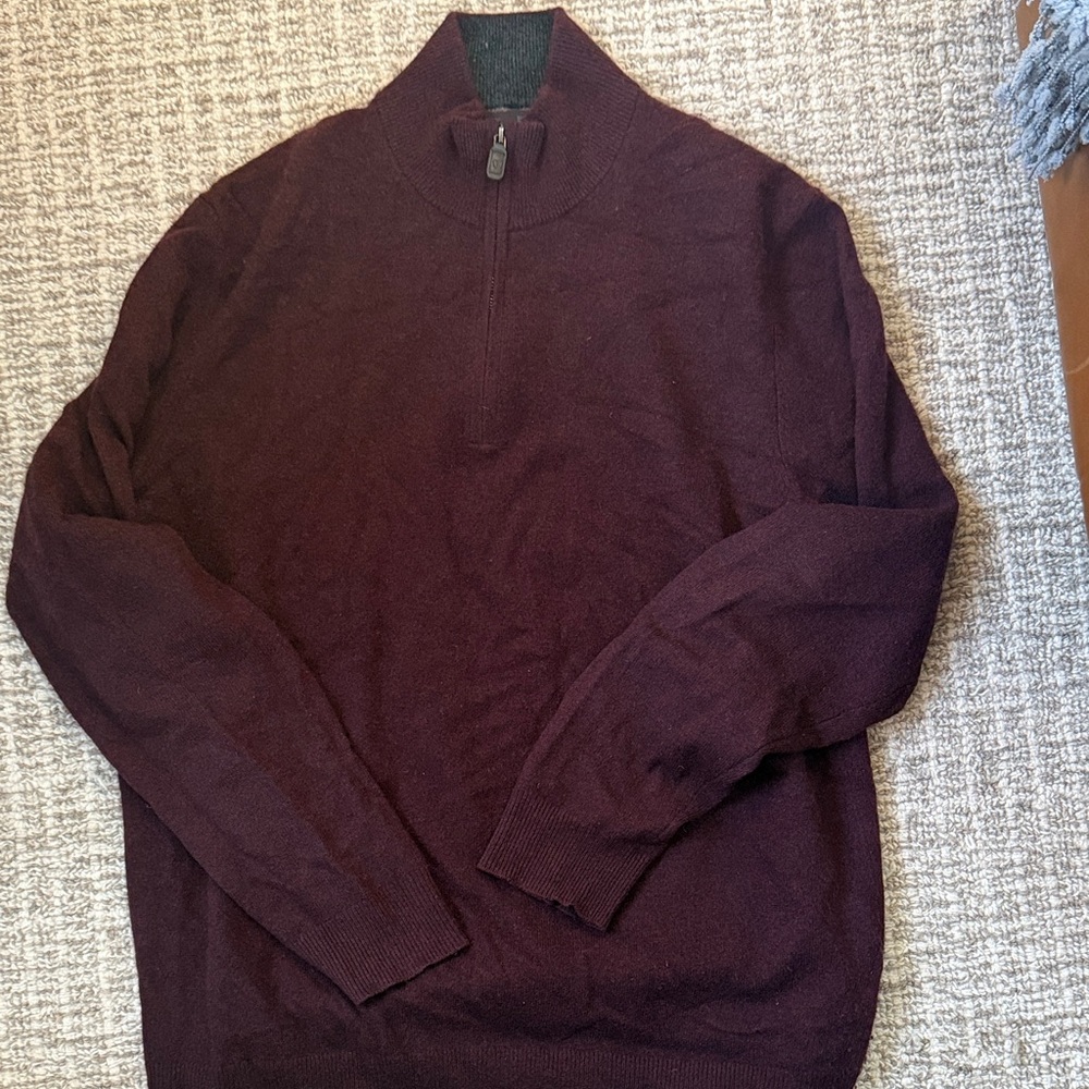 Black Brown 1826 Men's Dark Burgundy Zip-Up Sweater